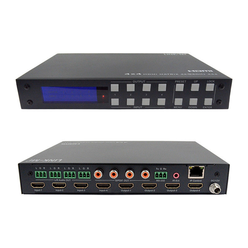 4x4 HDMI 매트릭스 아날로그 및 SPDIF 오디오 추출 4K TCP/IP 웹 GUI 제어