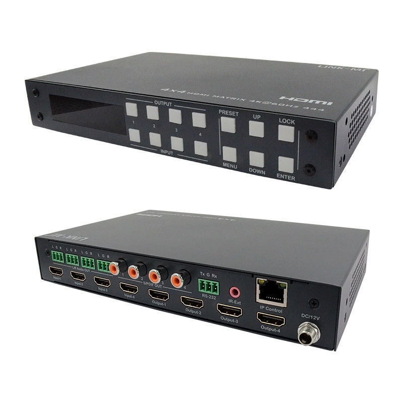 4x4 HDMI 매트릭스 아날로그 및 SPDIF 오디오 추출 4K TCP/IP 웹 GUI 제어