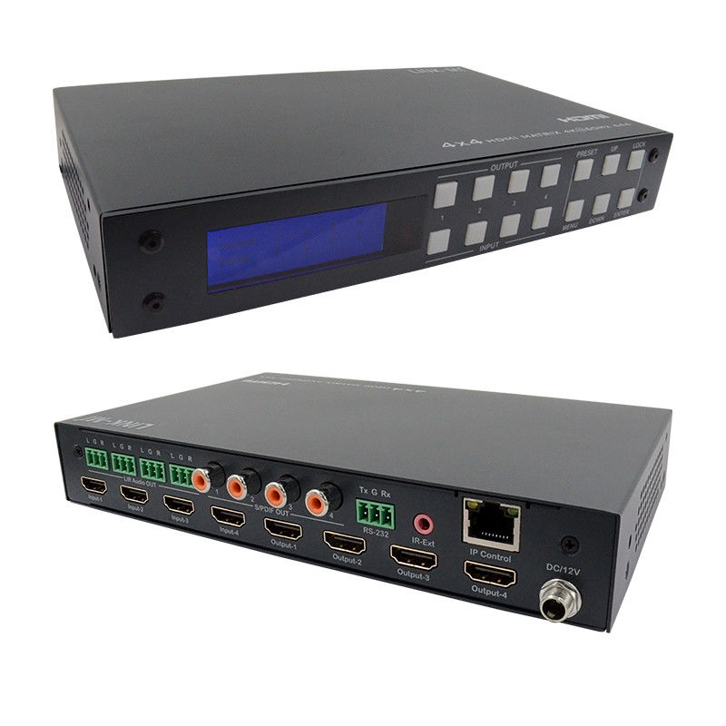 4x4 HDMI 매트릭스 아날로그 및 SPDIF 오디오 추출 4K TCP/IP 웹 GUI 제어