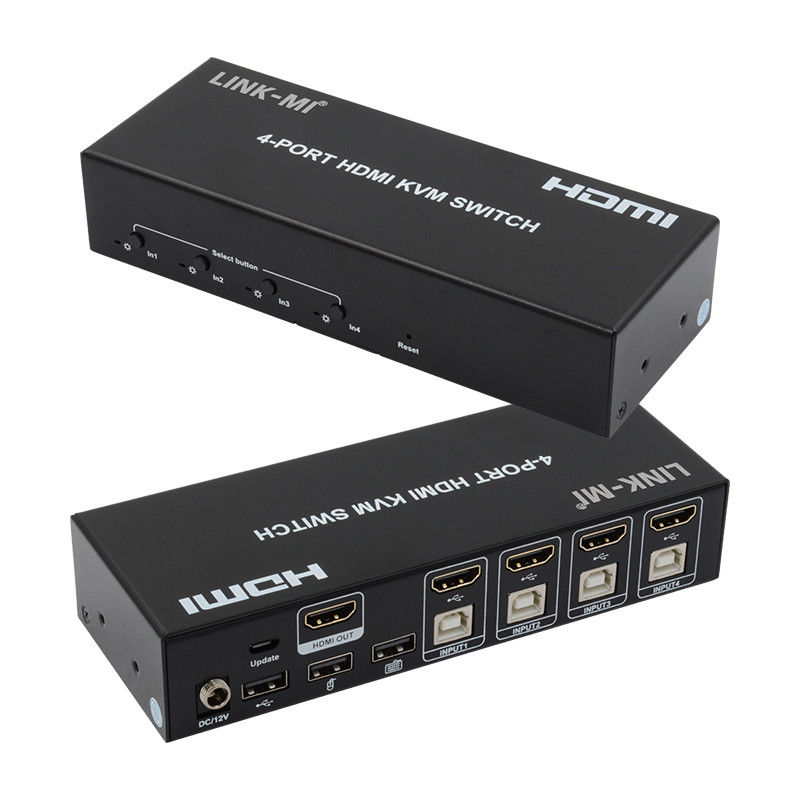 지연 없이 HDMI KVM 스위치 4 포트 Ip Kvm HDMI 지원 핫 키 자동 전환