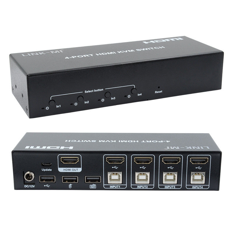 지연 없이 HDMI KVM 스위치 4 포트 Ip Kvm HDMI 지원 핫 키 자동 전환