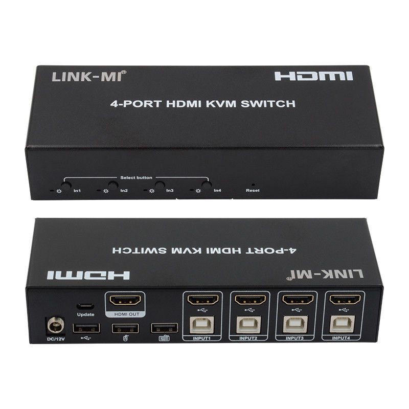 지연 없이 HDMI KVM 스위치 4 포트 Ip Kvm HDMI 지원 핫 키 자동 전환