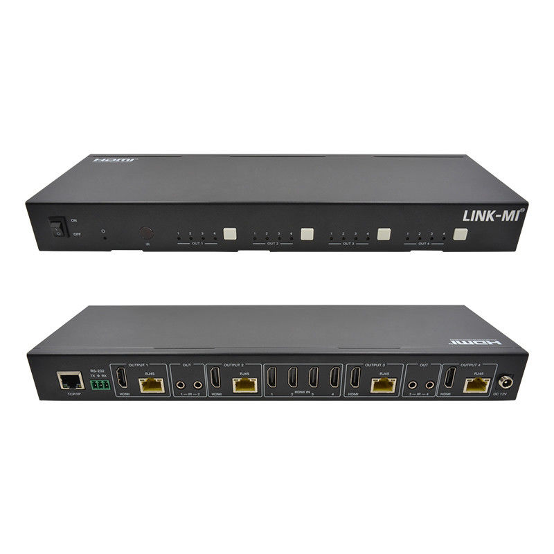 IR 매트릭스 기능이 있는 70M 4X4 HDMI 매트릭스 18Gbps 4K@60Hz HDMI 2.0b POC
