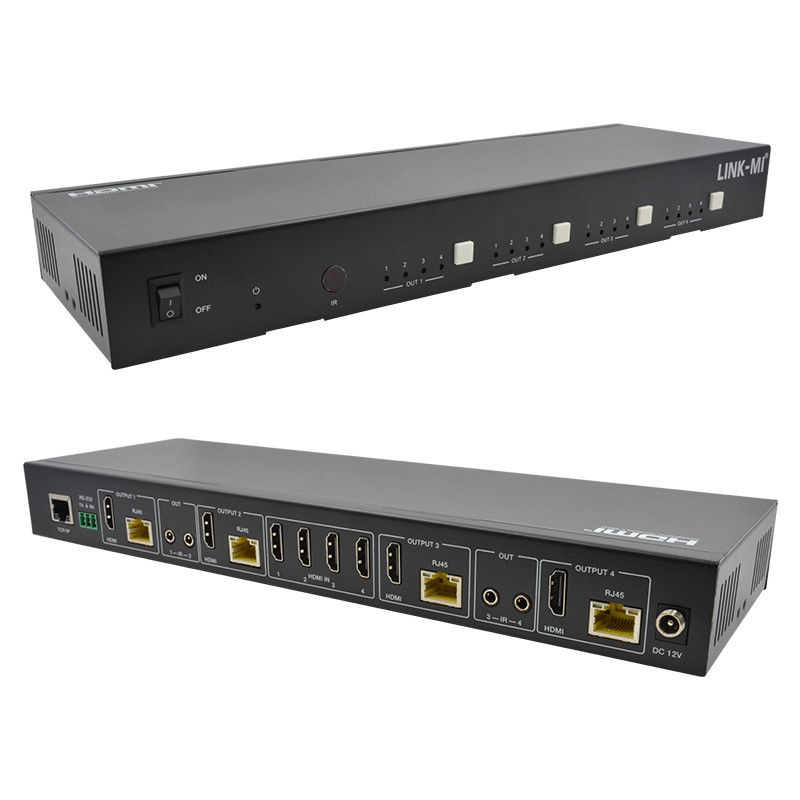 IR 매트릭스 기능이 있는 70M 4X4 HDMI 매트릭스 18Gbps 4K@60Hz HDMI 2.0b POC