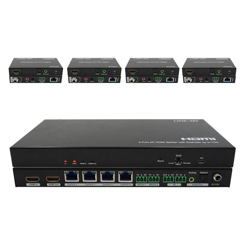 70M 1x4 4K HDMI Splitter Extender와 오디오 추출 1x4 Hdmi Splitter over Cat6