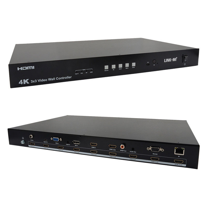 울트라 HD 4K 비디오 월 컨트롤러 HDMI DP 3x3 비디오 월 프로세서 VGA USB 타입-C