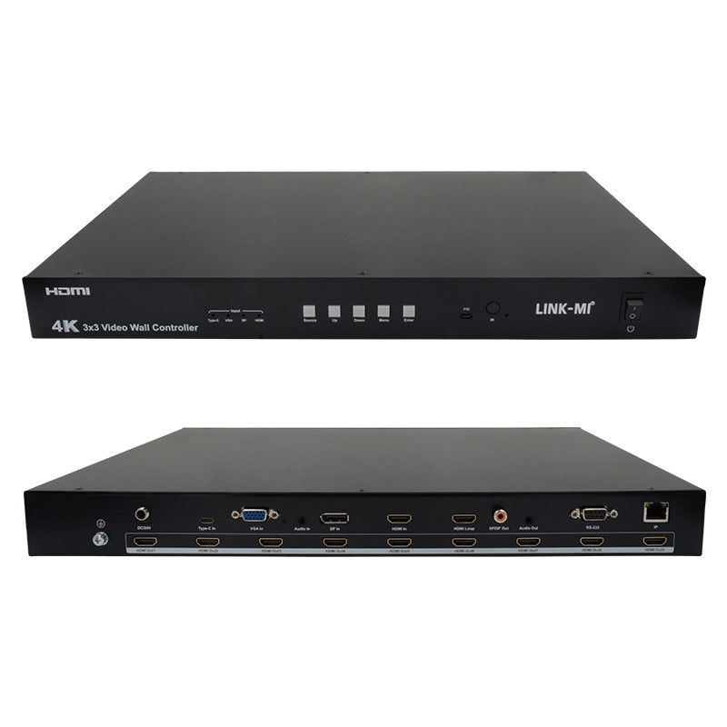 울트라 HD 4K 비디오 월 컨트롤러 HDMI DP 3x3 비디오 월 프로세서 VGA USB 타입-C