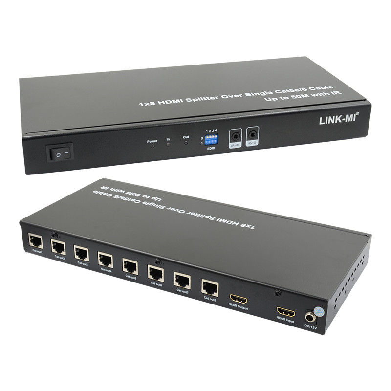 HDMI 50M 1X8 Splitter Over Cat5e 6 케이블 지원 3D IR 1080P 8 포트 HDMI Splitter