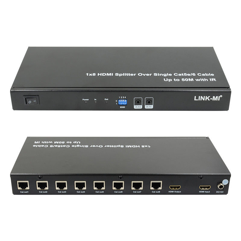 HDMI 50M 1X8 Splitter Over Cat5e 6 케이블 지원 3D IR 1080P 8 포트 HDMI Splitter