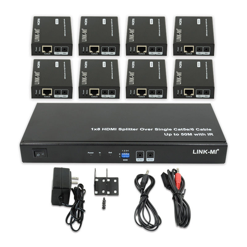 HDMI 50M 1X8 Splitter Over Cat5e 6 케이블 지원 3D IR 1080P 8 포트 HDMI Splitter