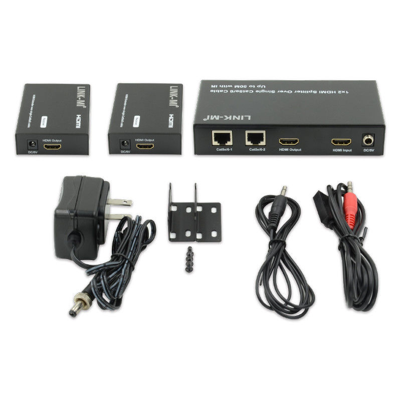 1X2 50M 4K HDMI 스플리터 Cat5e/6 케이블 지원 3D IR 캐스캐딩 4 계층