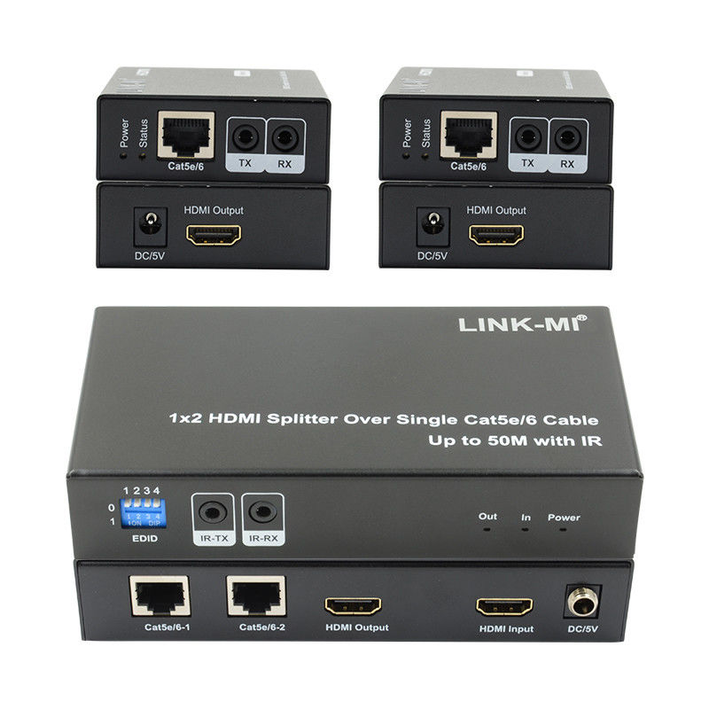 1X2 50M 4K HDMI 스플리터 Cat5e/6 케이블 지원 3D IR 캐스캐딩 4 계층