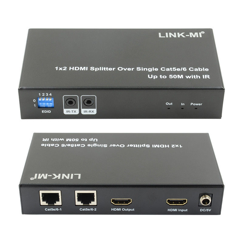 1X2 50M 4K HDMI 스플리터 Cat5e/6 케이블 지원 3D IR 캐스캐딩 4 계층