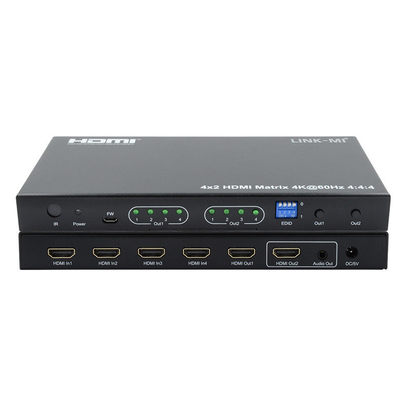 HDMI 4x2 매트릭스 스위처 4K@60hz YUV4:44 18Gbps HDCP2.2 4 In 2 Out HDMI 비디오 스위처