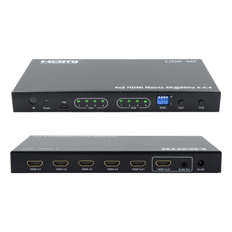 HDMI 4x2 매트릭스 스위처 4K@60hz YUV4:44 18Gbps HDCP2.2 4 In 2 Out HDMI 비디오 스위처