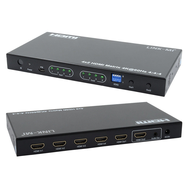HDMI 4x2 매트릭스 스위처 4K@60hz YUV4:44 18Gbps HDCP2.2 4 In 2 Out HDMI 비디오 스위처