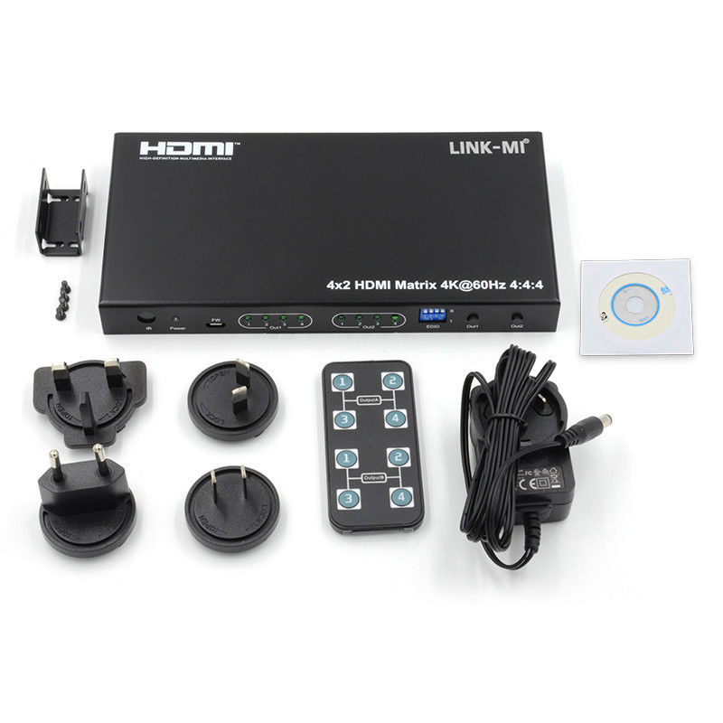HDMI 4x2 매트릭스 스위처 4K@60hz YUV4:44 18Gbps HDCP2.2 4 In 2 Out HDMI 비디오 스위처