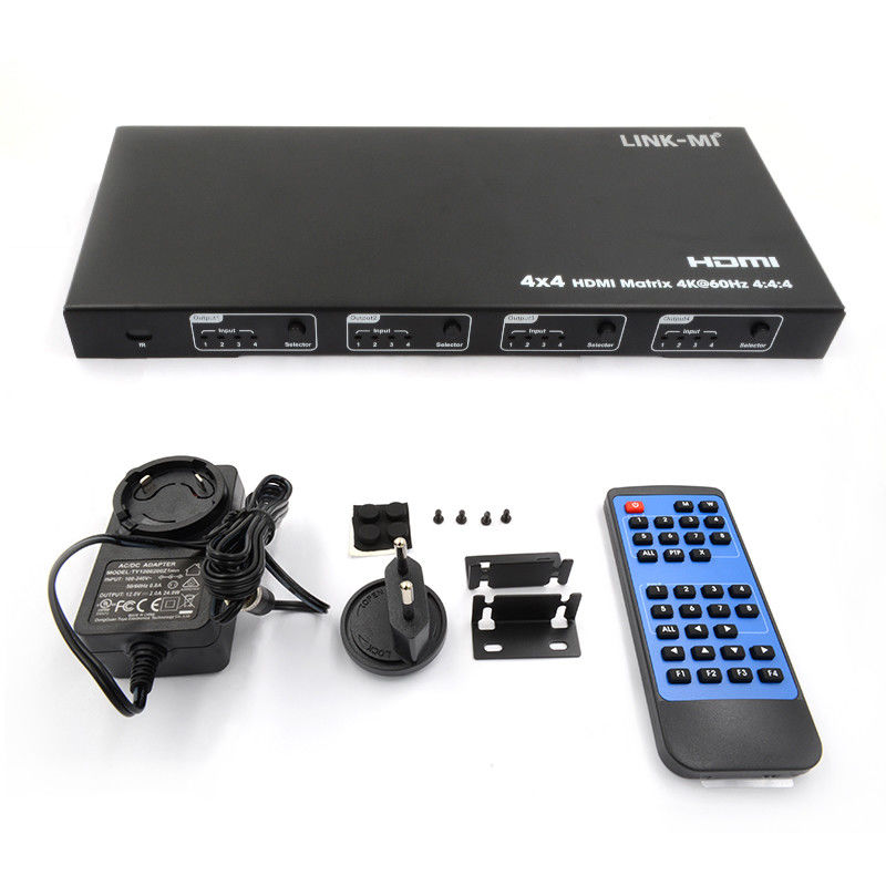 Rs232 4x4 HDMI 매트릭스 스위치 지원 4K 60Hz 18Gbps EDID 4에서 4 HDMI 비디오 스위치