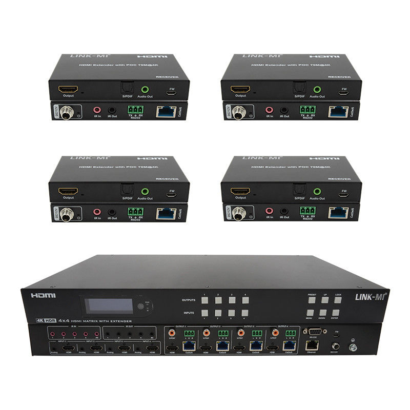 70m 4x4 HDMI 매트릭스 확장기 4 HDMI 루프 아웃 4K HDMI 매트릭스 스위치