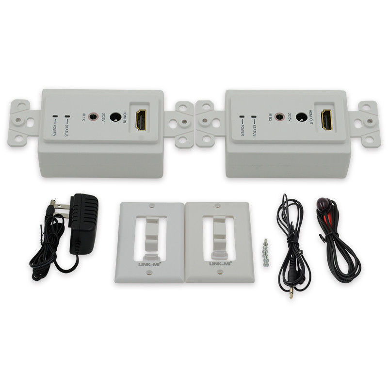 60m HDMI 월 플레이트 확장기 단일 Cat5e Cat 6에서 HDMI 확장기 지원 3D IR
