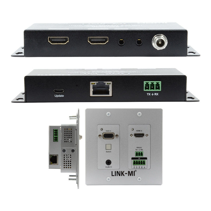 4K 40M HDBaseT HDMI+VGA 월플레이트 확장자 양방향 광대역 IR RS232 통과
