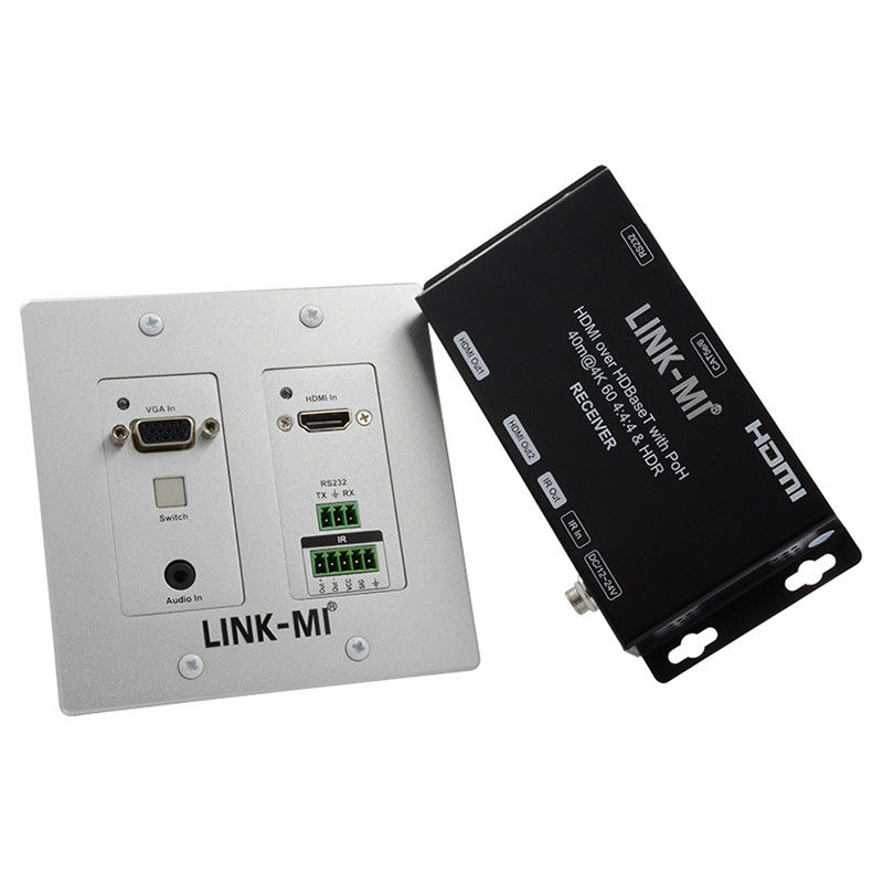 4K 40M HDBaseT HDMI+VGA 월플레이트 확장자 양방향 광대역 IR RS232 통과