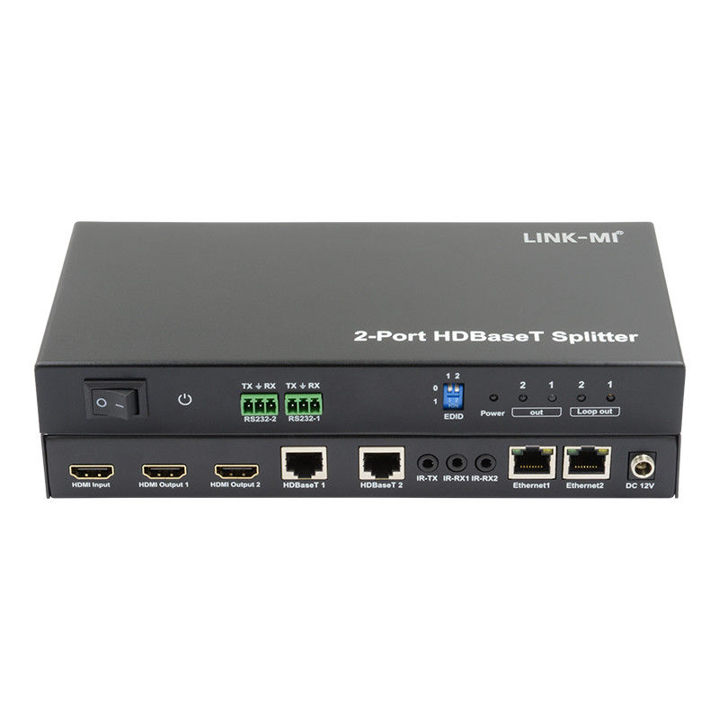 100m 1x2 HDBaseT 스플리터 HDCP2.2 컴플라이언스 POC 이더넷 및 RS232 패스 트러