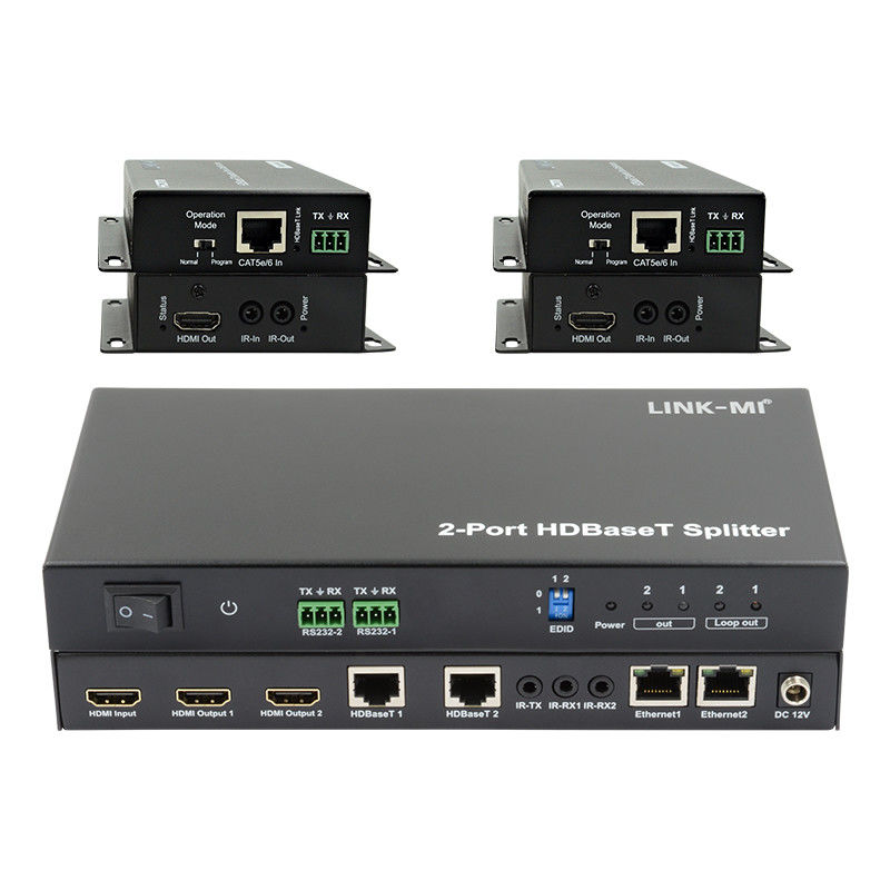 100m 1x2 HDBaseT 스플리터 HDCP2.2 컴플라이언스 POC 이더넷 및 RS232 패스 트러
