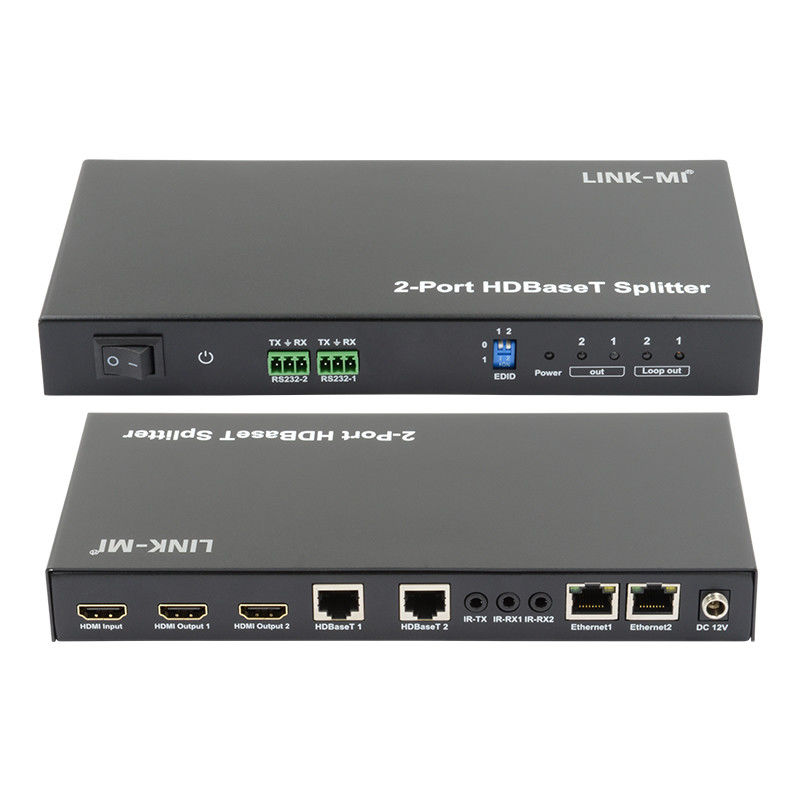 100m 1x2 HDBaseT 스플리터 HDCP2.2 컴플라이언스 POC 이더넷 및 RS232 패스 트러