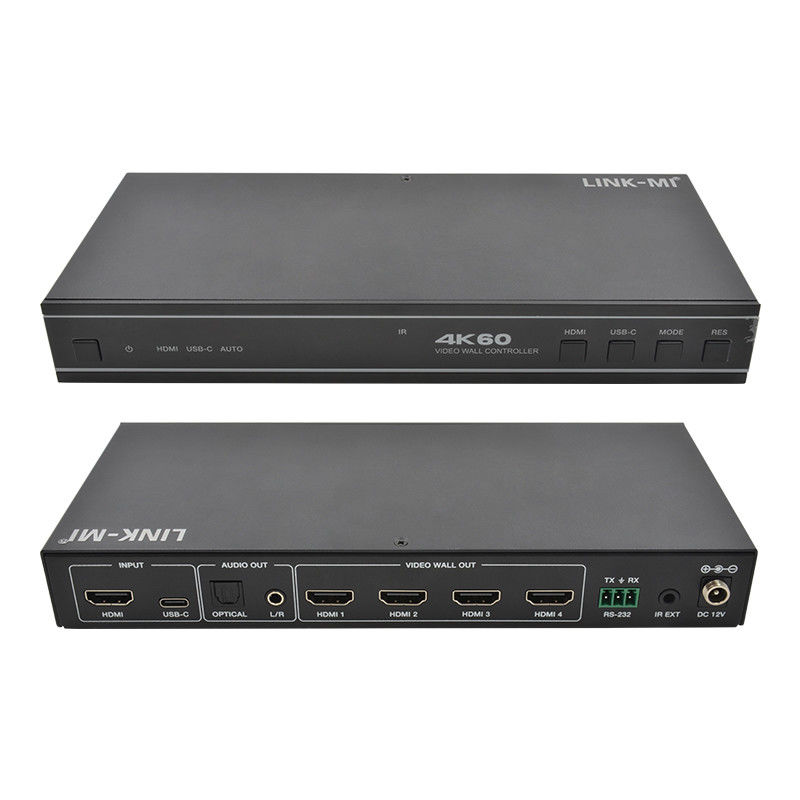 사용자 친화적 인 1X4 HDMI 비디오 벽 컨트롤러 USB-C 입력 오디오 및 RS232 지원