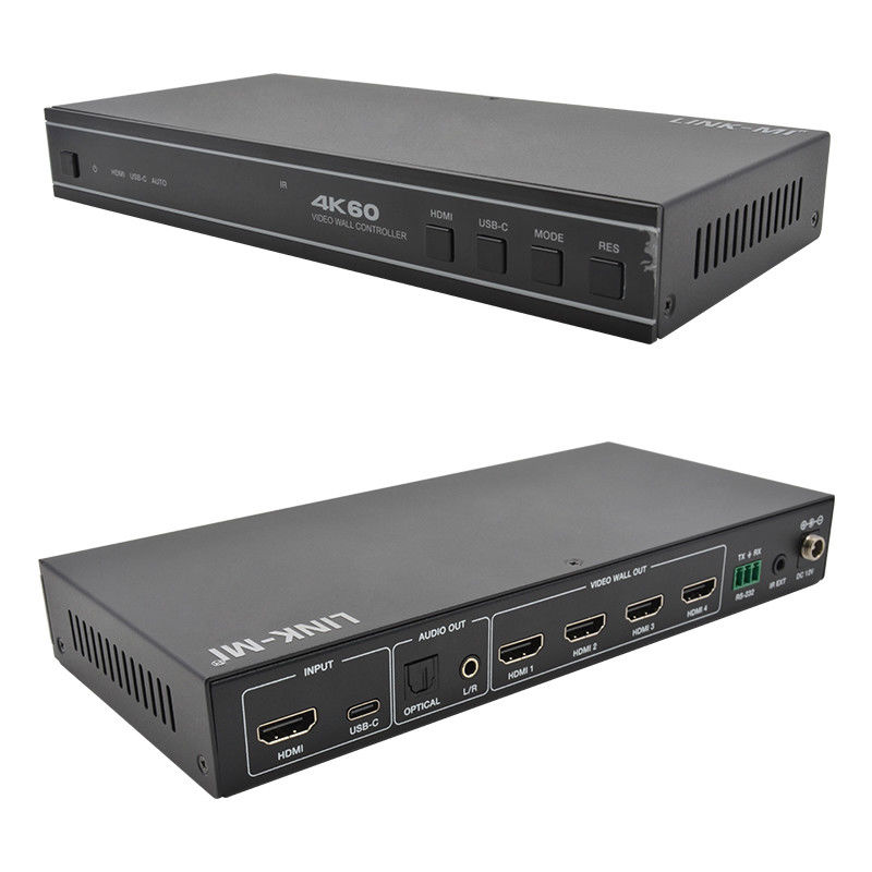 사용자 친화적 인 1X4 HDMI 비디오 벽 컨트롤러 USB-C 입력 오디오 및 RS232 지원