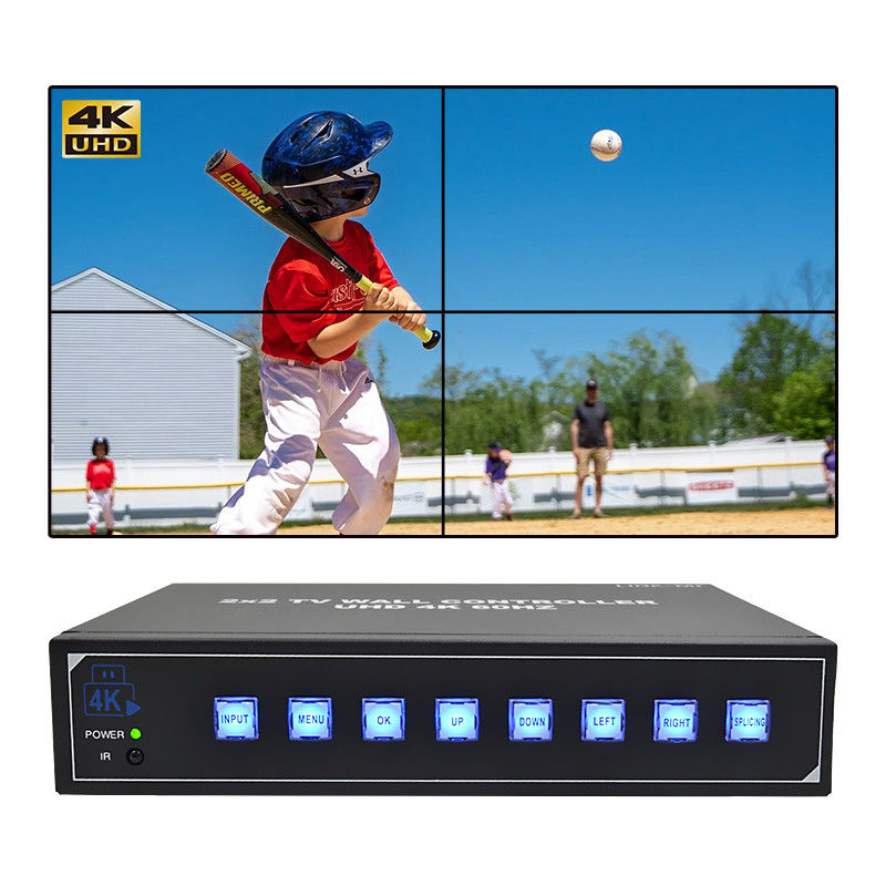 4K60 2x2 비디오 벽 컨트롤러 4 스플라이싱 TV 지원 1x2 1x3 1x4 4x1 3x1 2x1 UHD TV 벽 프로세서