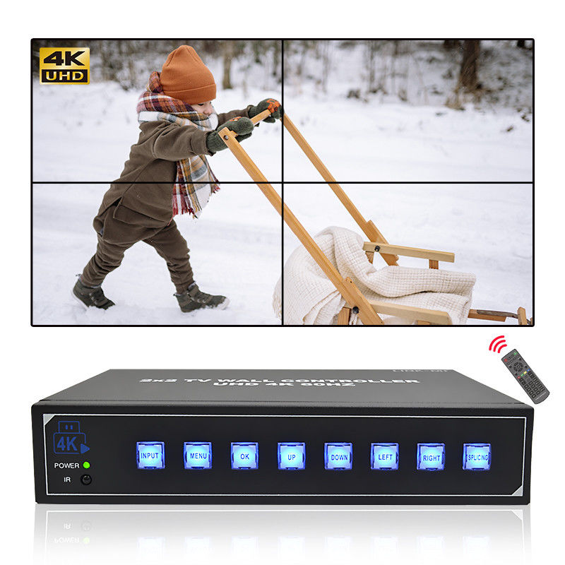 IR 원격 제어 4K HDMI 비디오 벽 프로세서 2X2 4 UHD TV 4K 60Hz LED 비디오 벽