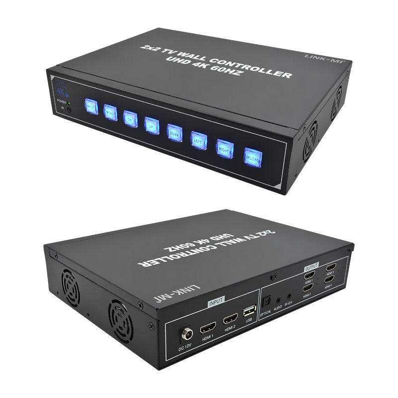 2x2 4K HDMI 비디오 벽 컨트롤러 180° 회전 지원 1x4 1x3 1x2 2x1 3x1 4x1 4K60 TV 벽 컨트롤러