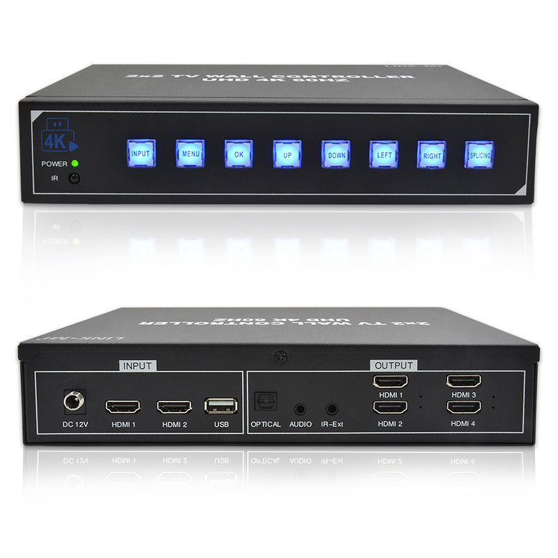 4K HDMI 비디오 월 프로세서 2X2 4 UHD TV를 위한 USB 자동 디스플레이를 지원합니다 4K 60Hz LED 비디오 월